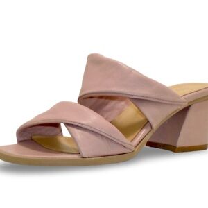 Franco Sarto Blush Pink Double Strap Sandals with Chunky Block Heel Size 8